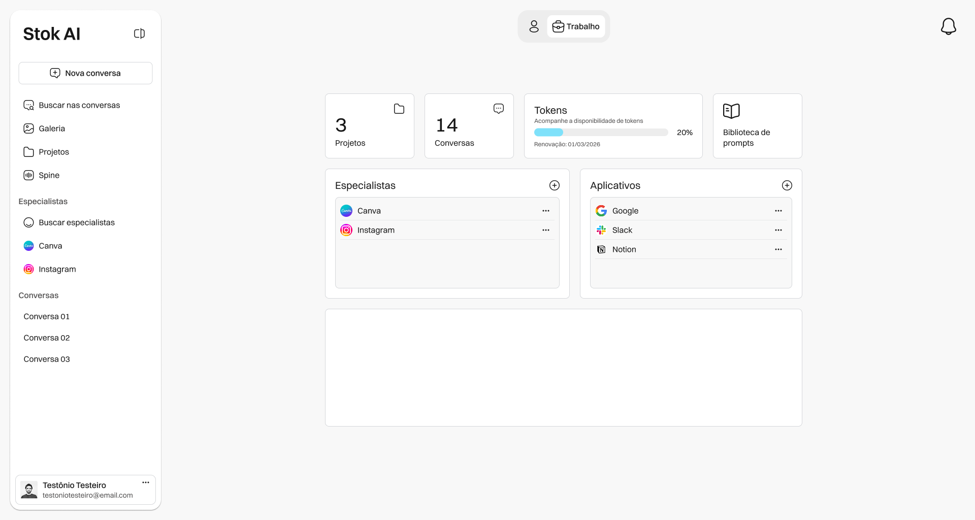 Mockup da plataforma Stok AI