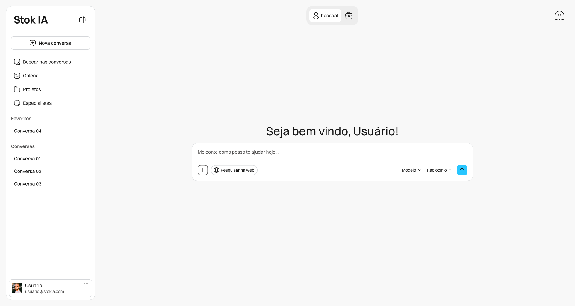 Mockup da plataforma Stok AI